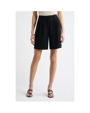 Nordstrom Pleat Front Trouser Shorts - Black