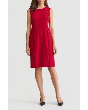 Kasper Piping Sleeveless Sheath Dress - Red