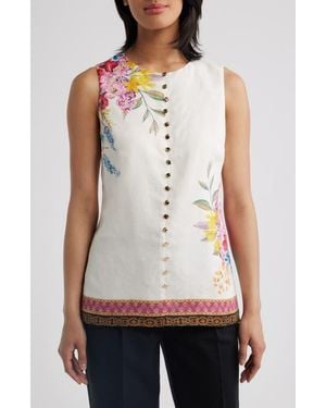 Tahari The Annalise Linen Blouse - White