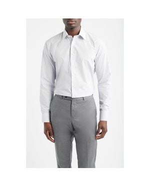Nordstrom Trim Fit Check Premium Non Iron Cotton Dress Shirt in White for  Men | Lyst