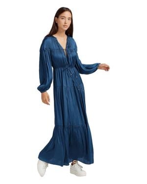 Belle & Bloom Window Seat Tiered Maxi Dress - Blue