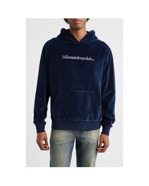 BBCICECREAM Bb Mission Logo Embroidered Velour Hoodie - Blue
