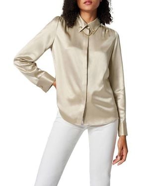 LILYSILK Silk Blouse With Metal Chain - Natural