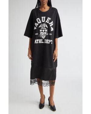 VAQUERA Mixed Media Graphic T-Shirt Dress - Black