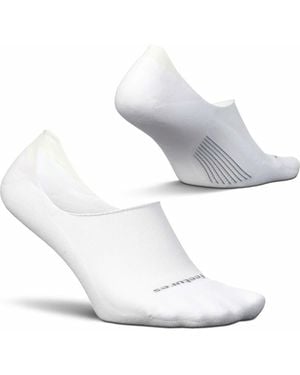 Feetures Elite Light Cushion Invisible Socks Antislip Sport Sock Liner With Targeted Compression - White