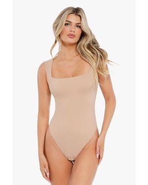 Popilush Shapewear Cloudsense Sleeveless Square Neck Bodysuit - Natural