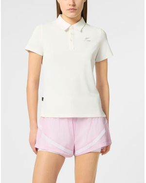 Philipp Plein Pique Polo T-Shirt Reflective Scratch - White