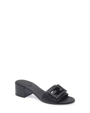 Fendi Baguette Slide Sandal - White