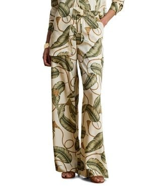 Ralph Lauren Palm Leaf & Rope Print Luxe Twill Drawstring Pants - Green