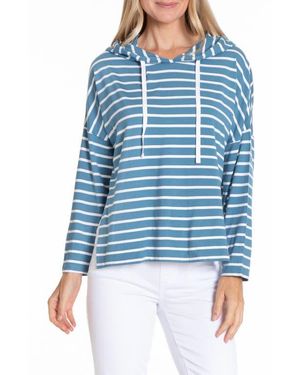 Apny Stripe Side Slit Hoodie - Blue
