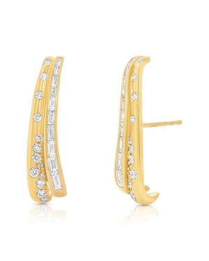 Sara Weinstock Papua Diamond Curved Earrings - Metallic