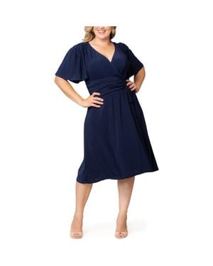 Kiyonna Jemma Ruched Tie Dress - Blue