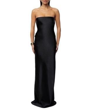 JLUXLABEL Regal Rising Corset Back Strapless Satin Gown - Black