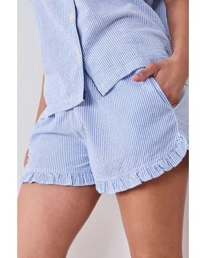 Printfresh Seersucker Ruffle Short Set - Blue