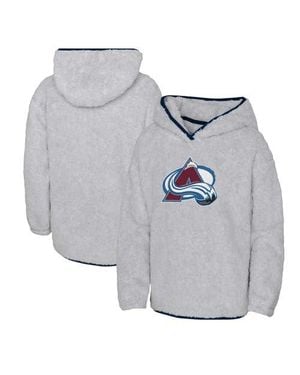 Outerstuff Girls Youth Colorado Avalanche Ultimate Teddy Fleece Pullover Hoodie - Gray