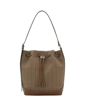 Mango Logo Jacquard Bucket Bag - Brown