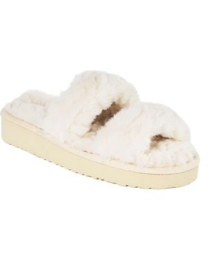 Minnetonka Teddy Faux Fur Two Band Slipper - White