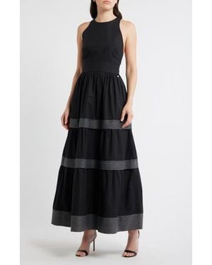 BOSS Open Back Cotton Poplin Midi Dress - Black
