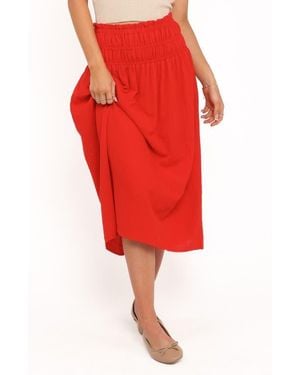 Petal & Pup Mattea Smock Waist Cotton Gauze Maxi Skirt - Red