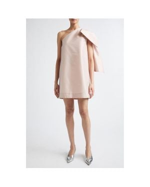 BERNADETTE Winnette Bow Detail One-Shoulder Satin Minidress - Pink