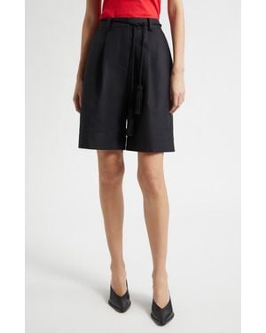 Posse Yvette High Rise Linen Blend Shorts - Black