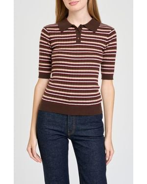Wayf Sutton Striped Polo Sweater - Blue