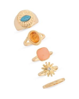 BP. Set Of 5 Rings - Metallic