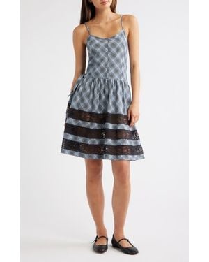 Damson Madder Iggy Lace Insert Midi Dress - Blue