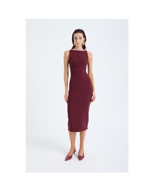 Monlicia Silva Bodycon Midi Dress - Red