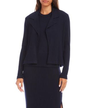 Karen Kane Notch Lapel Rib Jacket - Blue
