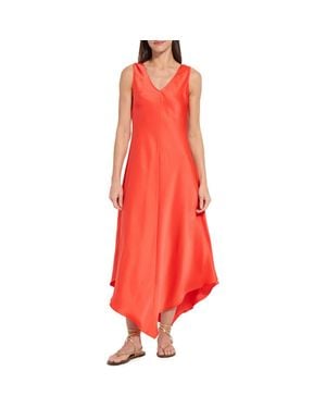 Lyssé Sakura Satin Handkerchief Maxi Dress - Red
