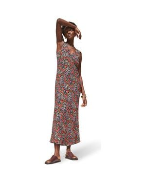 Ro&zo Sleeveless Ditsy V-Neck Midi Dress - Brown