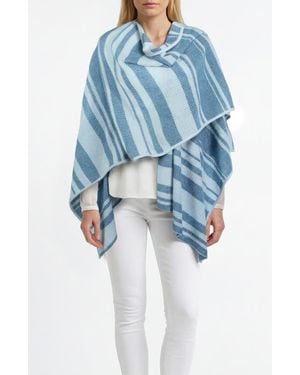 Portolano Cashmere Lightweight Striped Shawl - Blue