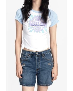 Anna Sui Spring 26 Invitation Baby Tee - Blue