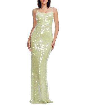 Dress the Population Giovanna Crystal Detail Velvet Mermaid Gown in Blue |  Lyst