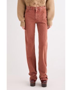Chloé Garment Dyed Straight Leg Jeans - Red