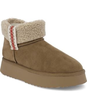 MIA Iceland Faux Shearling Platform Bootie - Green