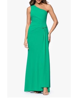 Xscape Evenings Caroline Matte Jersey One-Shoulder Gown - Green