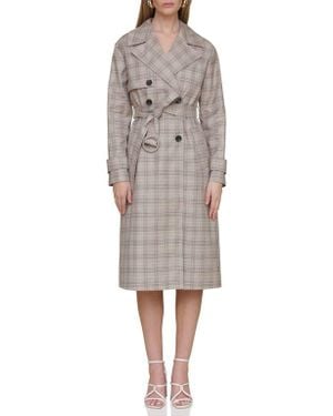 Avec Les Filles Plaid Trench Coat - Natural
