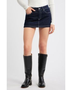 BP. Low Rise Denim Miniskirt - Blue