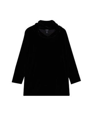 Jones New York Cowl Neck Velour Top - Black