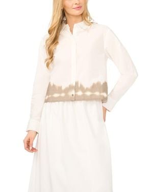 Halogen® Cropped Button Up Top - White