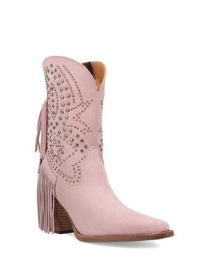 Dingo Star Power Fringe & Stud Western Boot - Pink