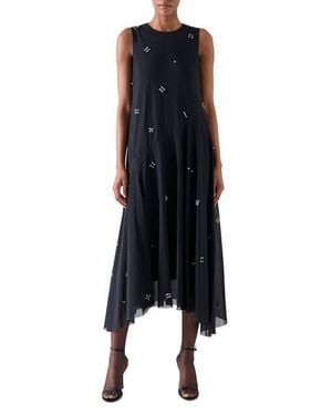 Akris Punto Diamond Dice Mesh Midi Dress - Black