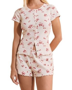Etam Tige Tomato Print Pajama Shorts - White