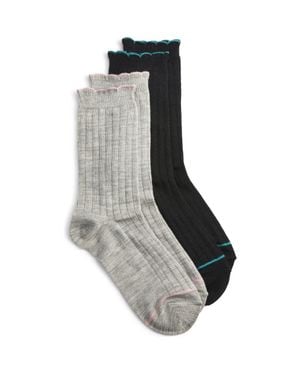 K Bell Socks Assorted 2-Pack Scalloped Rib Crew Socks - Gray