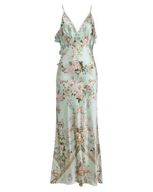 CAMILLA V Neck Silk Slip Dress - Multicolor
