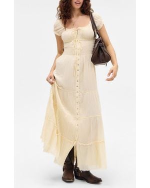 BDG Tiana Maxi Peasant Dress - Natural