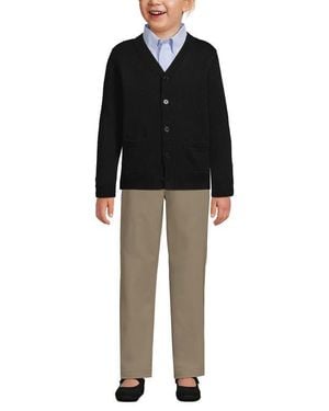 Lands' End School Uniform Kids Legacy Varsity Cardigan - Black