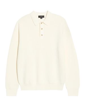 Vince Heirloom Shaker Long Sleeve Polo Sweater - White